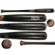 Chase Utley 2012 game used cracked Marucci Baseball Bat 